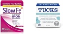 Slow Fe 45 מ"ג ברזל תוספת של טבליות למניעת ברזל ו Tucks Medicated Cooling Pads for Hemorrhoids, 100 Count