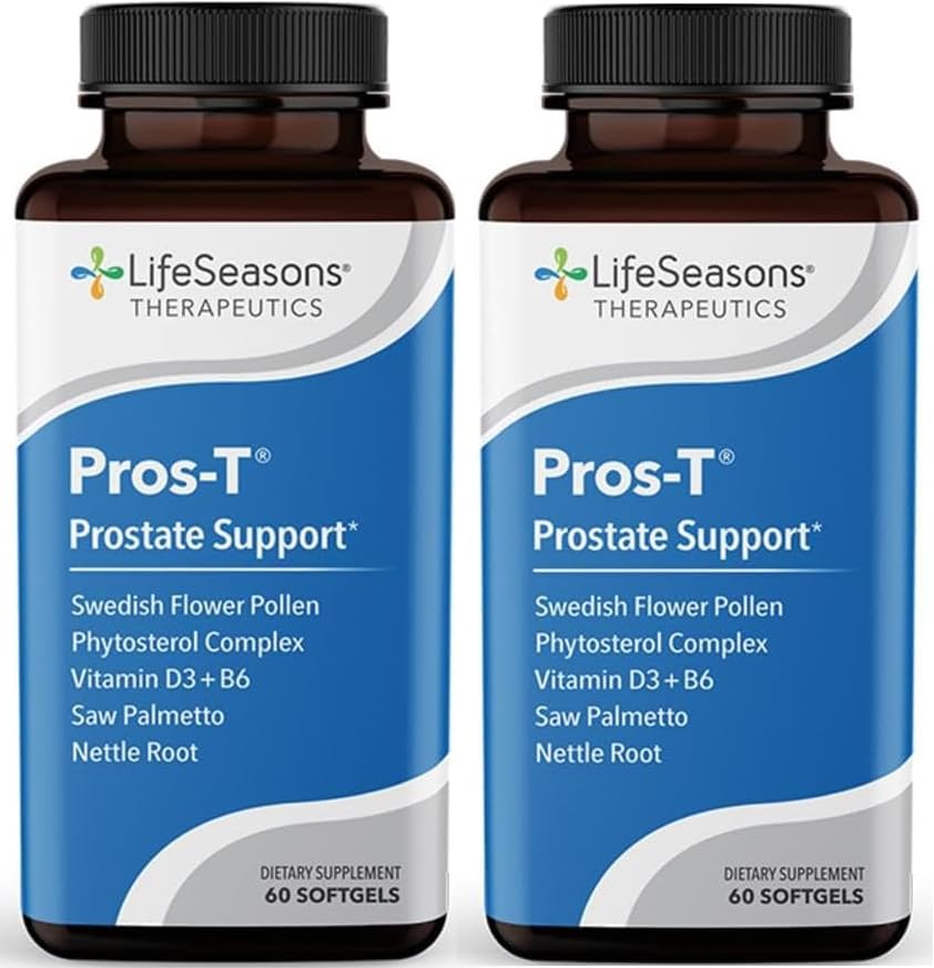 Pros-T - Prostate Support Supplement - Saw Palmetto, Phytosterol, Zinc, Nettle, ויטמין D-3 & B6 - לקדם את תפקוד Prostate בריא ו-Urinary Flow - שיפור Tissue - 60 Softgels (Pack of 2)