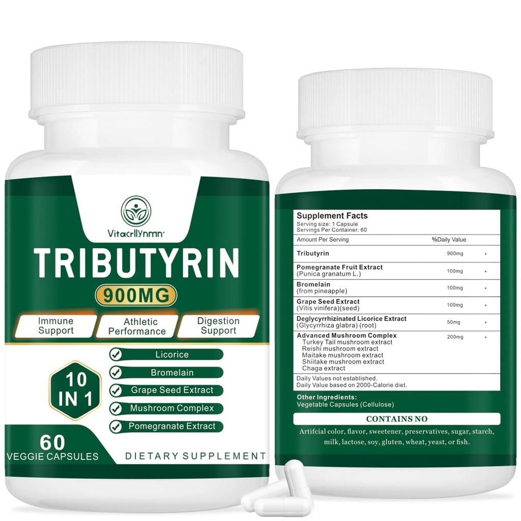 תוסף Tributyrin - Butyrate Precursor for Gut, Leaky Gut Support, Digest 60 Countion