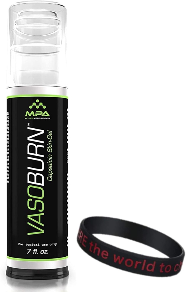 MPA Vasoburn Capsaicin Skin-Gel Pump, Targets Stubborn Areas, Capsaicin Cream, יוhimbine Cream, ארוז עם Wristband Bracelet מוטיבציה כדי להניע ולתמוך בך (7 oz).