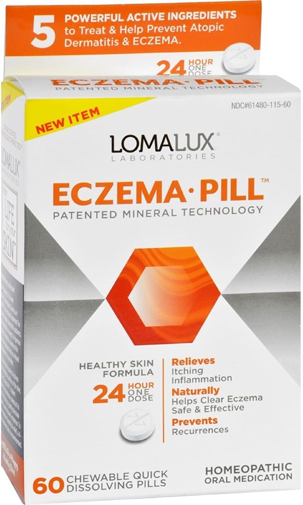 Loma Lux מעבדות Acne Eczema - Chewable - Quick Dissolution - 60 Count - Gluten Free - Yeast Free-Wheat Free-Wheat Free-