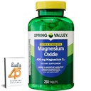 Spring Valley Magnesium 400 מ"ג עצמות ובריאות שרירים, תוספי תזונה, 250 הרוזן הטוב ביותר מגנזיום תוספת לנשים, Pastillas de Magnesio para Mujer Bundle עם 45 של סוכרת Decodedd
