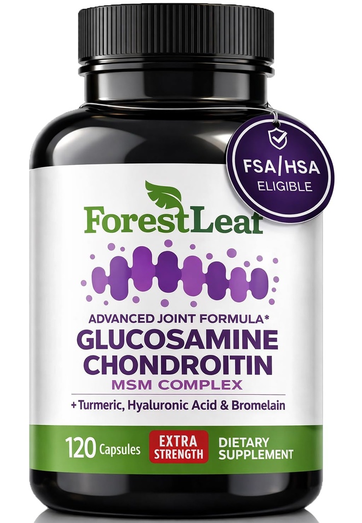 Glucosamine Chondroitin MSM מורכב תוסף תמיכה משותפת עבור נשים וגברים עם Turmeric, Hyaluronic Acid ו Bromelain עבור שריר גמישות - 120 Caps Caps
