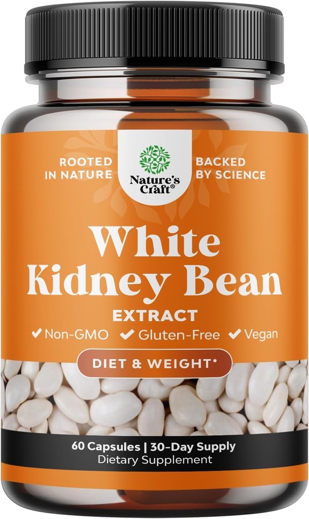 White Kidney Bean Extracter - White Kidney Beans תוספת של Metabolism Boost & Ease Calories מ- Starchy Food - Carb Control תוספי - 60 קפסולות
