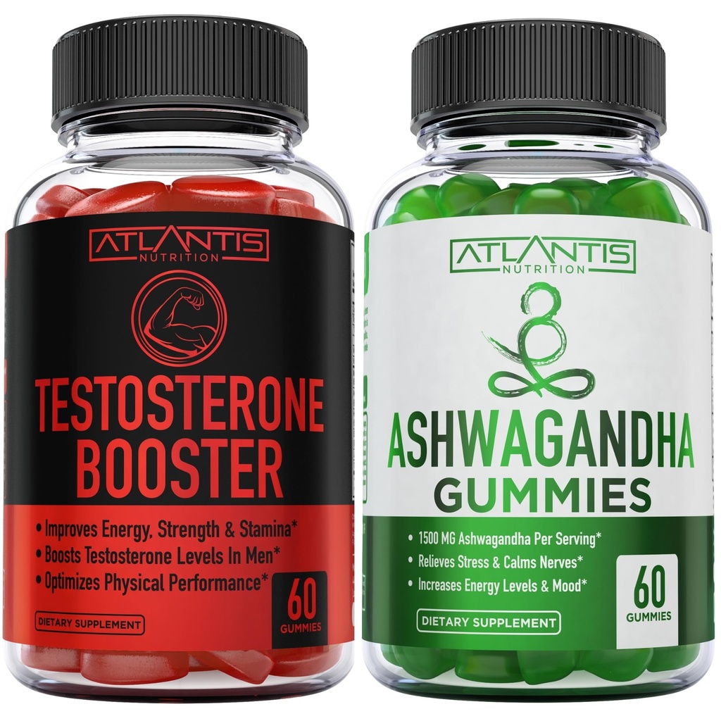 Atlantis Nutrition טסטוסטרון Booster 2Pack (120 חניכיים) + Ashwagandha 60 מסטיק