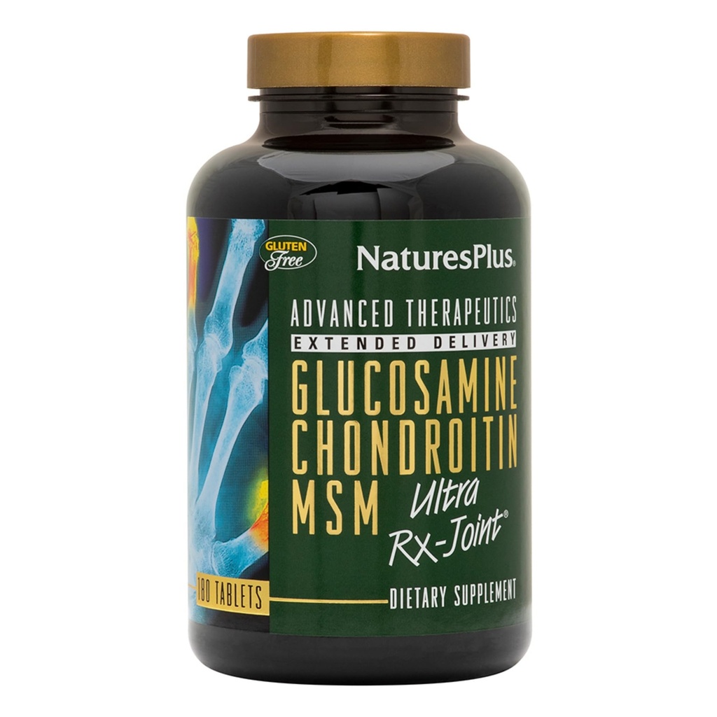 NaturesPlus Advanced Therapeutics Glucosamine / Chondroitin /MSM Ultra Rx לוחות משותפים, Extended Delivery - 180 טבליות - High Potency Joint Support Supplement - Gluten-Free - 60 המשרתים