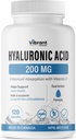 תוסף Hyaluronic Acid 200 מ"ג - 120 קפסולות, עם ויטמין C 100 מ"ג, Joint & Skin Health, Non-GMO פרמנטציה, Gluten Free, צד שלישי נבדק, פורמולה Bioavailable Formula