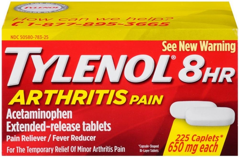 Tylenol 8 Hour Arthritis Pain Reliever Fever מופחת Caplet, 225 ספירה