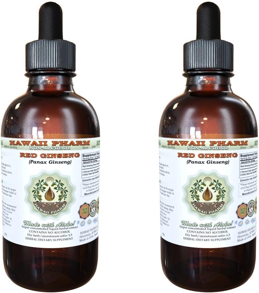 Red Geneseng Alcohol-Free Extract, אורגני Red גינזנג (Panax גינזנג) Dried Root Glycerite Natural Herbal תוסף, הוואי Pharm, ארה"ב 2x4 fl.oz