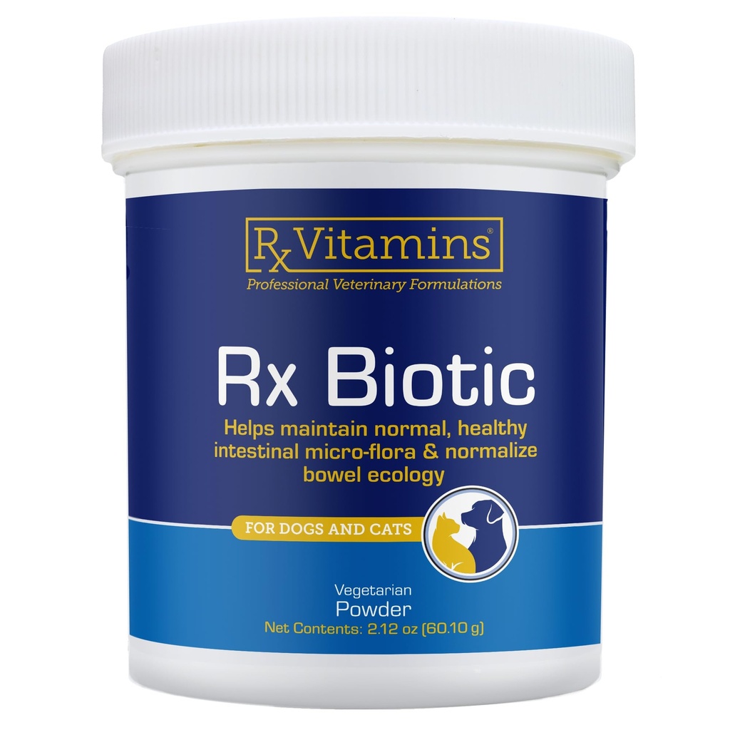 Rx ויטמינים Rx Biotic - אבקת פרוביוטיים לכלבים וחתולים - תמיכה תזונתית ופרוביוטית לכלבים Gut Health - כלב פרוביוטיקה לבריאות העיכול - 2.12oz
