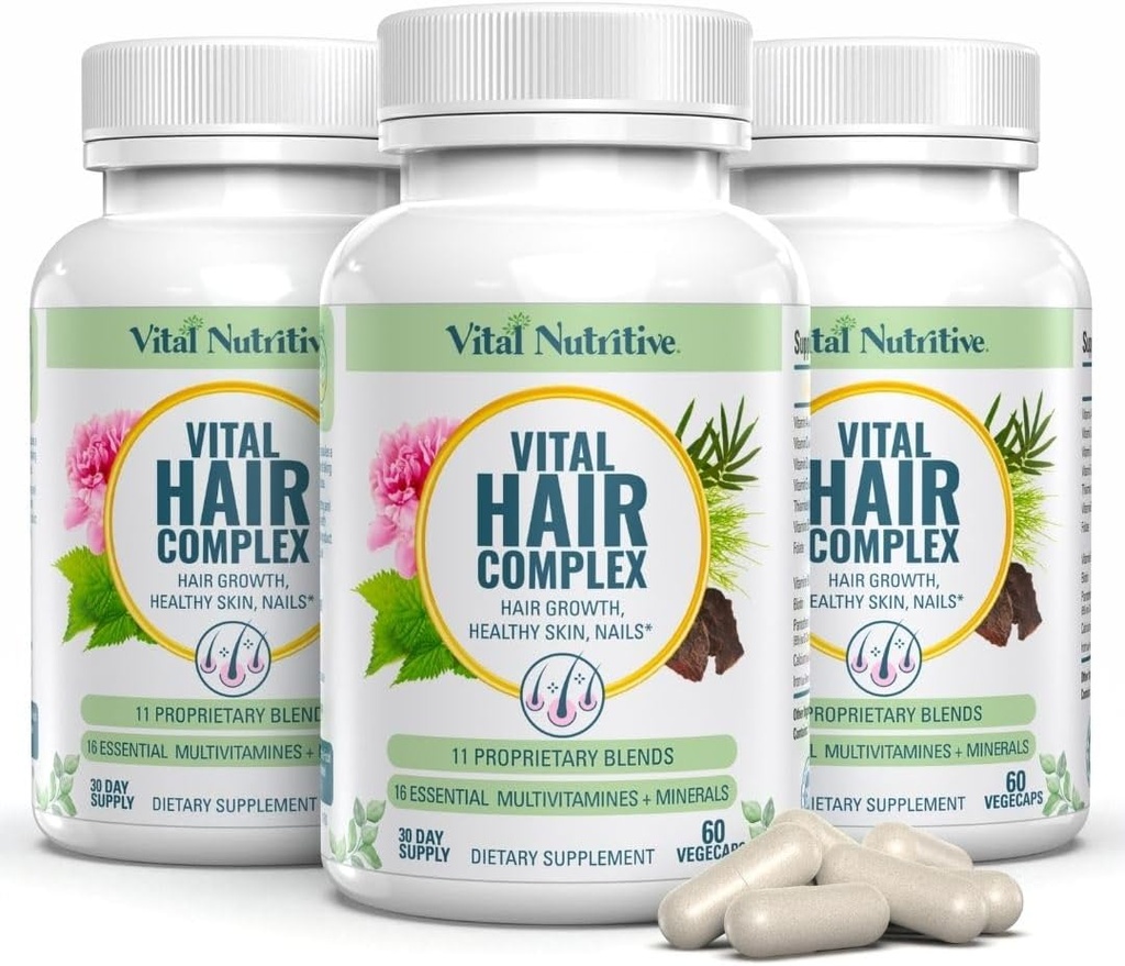 תרכובת שיער Vital - Hair Growth ויטמינים לנשים וגברים -Biotin & ויטמין B -Hair Growth תוסף שיער בריא וציפורים -Hormone & Gluten חינם - Hair ויטמינים לנשים