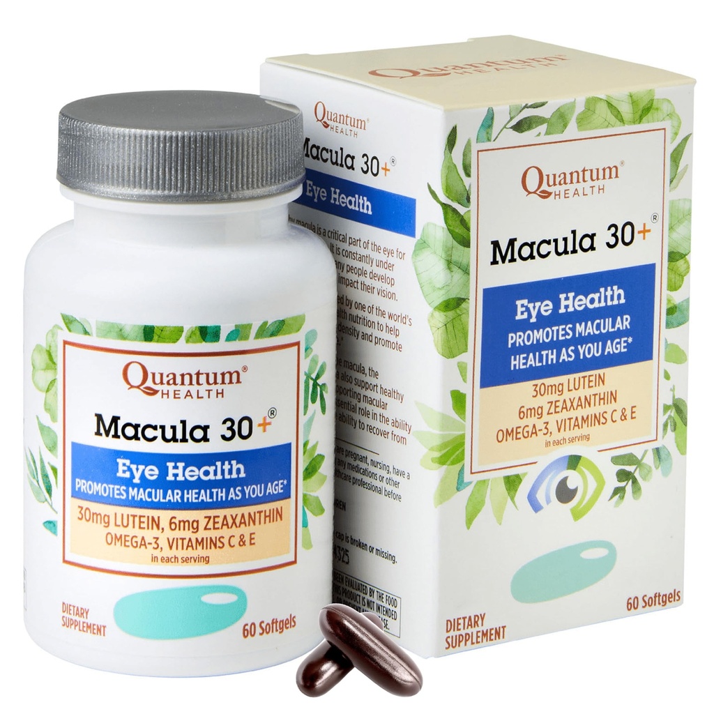 Quantum Health Macula 30+ Eye Care מקדם בריאות Macular & Retinal כפי שאתה גיל עם Lutein Zeaxanthin אומגה 3 3 ויטמין C & E Daily תזונה עבור נשים וגברים - 60 Softgels