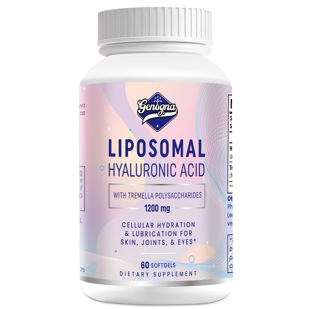 Liposomal Hyaluronic Acid תוספי 1000mg- High Bioavailable Dietary Hyaluronic Acid כמוסות עם Tremella Polysaccharides, Double Power Skin hydrotion, Joint Lubricationcation,1Packackackack