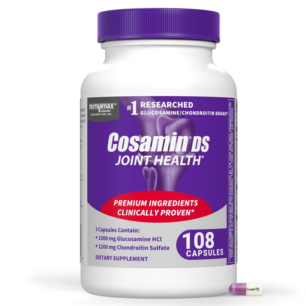 Nutramax Laboratories Cosamin® DS Joint Health Supplement with Glucosamine & Chondroitin for Men's & Women's Joint Health, 108 קפסולות