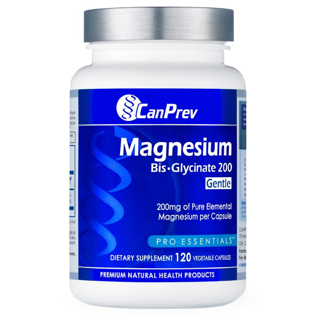 CanPrev Magnesium Bis-Glycinate Gentle 200 מ"ג, 120 V-Caps 120-Day Supply-Day Supply- Pure Elemental Magnesium, תומך בעצמות ותפקוד שרירים, Gentle על Stomach, מושלם עבור Daily Magnesium Needs