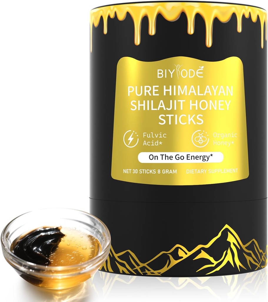 ההימלאיה Pure Shilajit Sticks with Organic Honey, Saffron Easy to Consume Shilajit 30 Sticks for Energy Boost Immune 85+ Trace מינרלים 75%+ Fulvic Acid 30 יום אספקה
