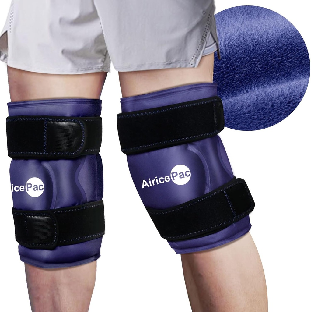 2 חבילת קרח להקלת כאב ברכיים, Reusable Gel Ice Wrap for Injuries, Swelling, Knee Switch Surgery, Cold Compress Therapy for Arthritis, Meniscus Tear ו-ACL, Blue Blue Blue Blue