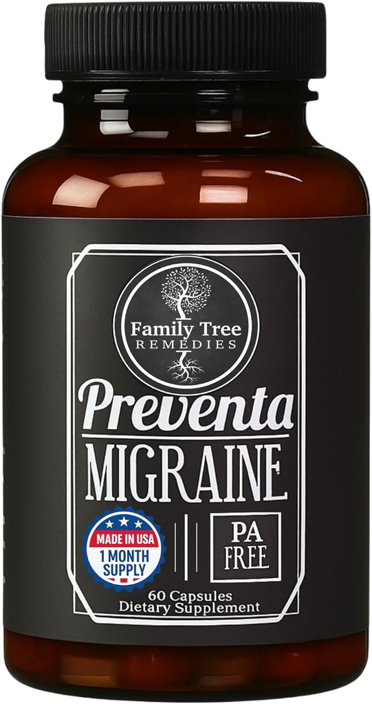 מניעת תוספת סיוע Migraine - חינם Butterbur, Magnesium, Riboflavin, Feverfew - Daily Headache Prevention - 60 קפסולות