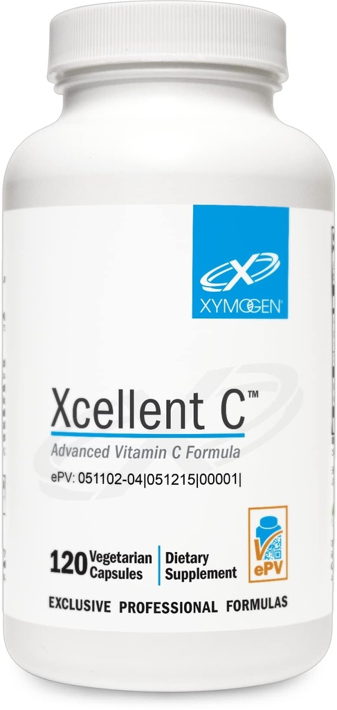 XYMOGen Xcellent C - High Dose ויטמין C עם bioPerine עבור Absorption משופרת - Buffered to Minimize GI Upset - Immune Support + Antioxidants תוסף (120 קפסולות)