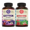 Pure Saffron Extract & Premium Berberine Bundle (One Bottle Every). תמיכה Mood, Energy Boost, פונקציונליות מטאבולית. ארה"ב עשתה.