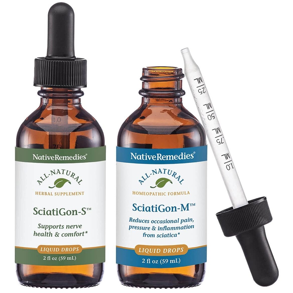 Native Remedies השלם Sciatigon ComboPack - כל תוסף צמחי טבעי עוזר להפחית את הלחץ על ה-S Sciatic Nerve and Natural Homeopathic Remedy מפחית כאב, Cramping ו Numbness