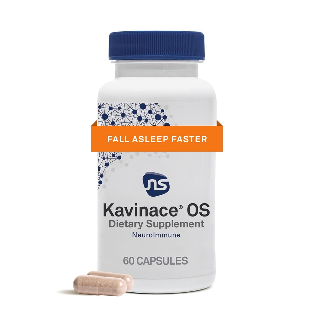 NeuroScience Calm Sleep Aids for Adults - Kavinace OS - Soothing Neuro Immune Support Supplement with L Theanine & 5 מ"ג מלטונין - הקלה מהירה משינה לאחר רק אחת (60 קפסולות)