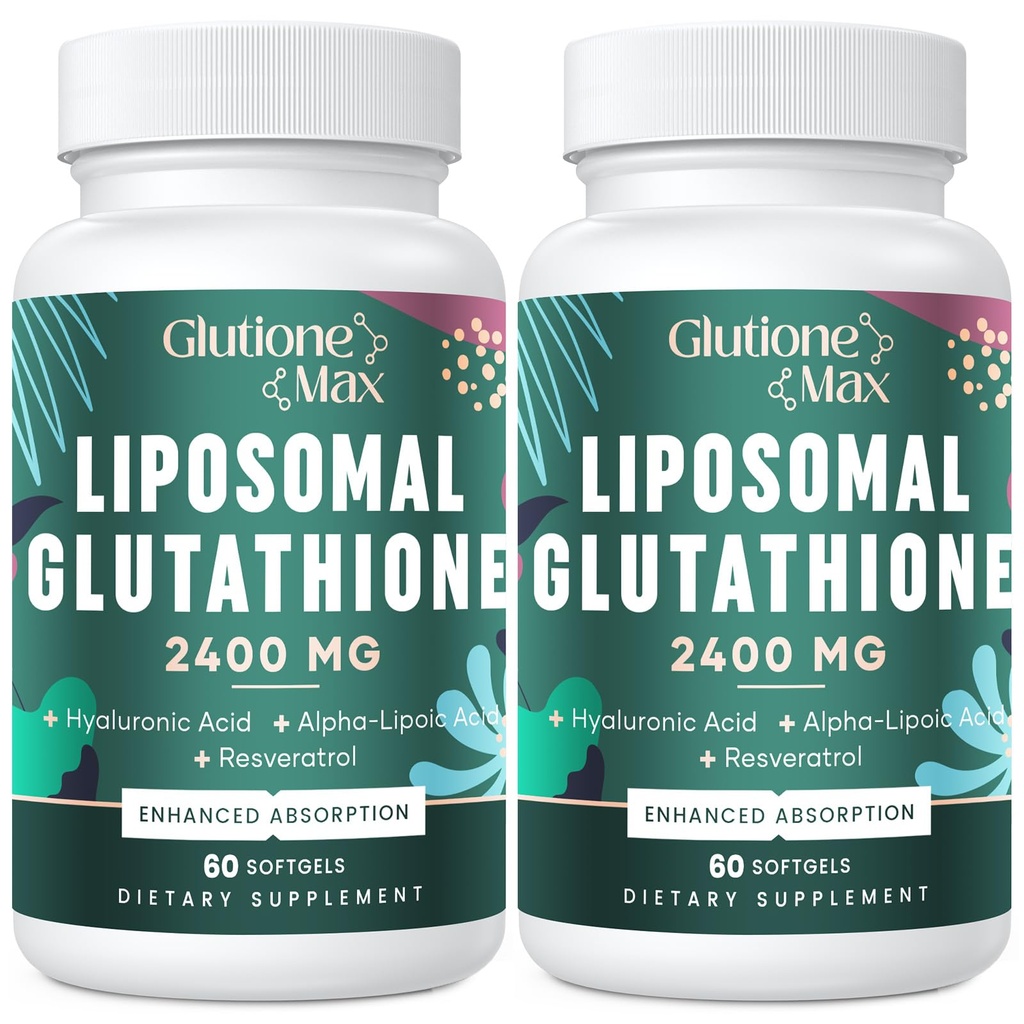 8-in-1 Liposomal Glutathione 2400 MG, High Absorption Antioxidant Formula - עם Hyaluronic Acid, Alpha-Lipoic Acid, Resveratrol - Skin, Liver Detox & Immune System, 120 Softgels