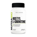 NutraBio Acetyl L-Carnitine (ALCAR) תוסף, 500 מ"ג - תמיכה בייצור אנרגיה טבעית, ניהול מטאבולי ובריאות כוללת, 90 קפסולות