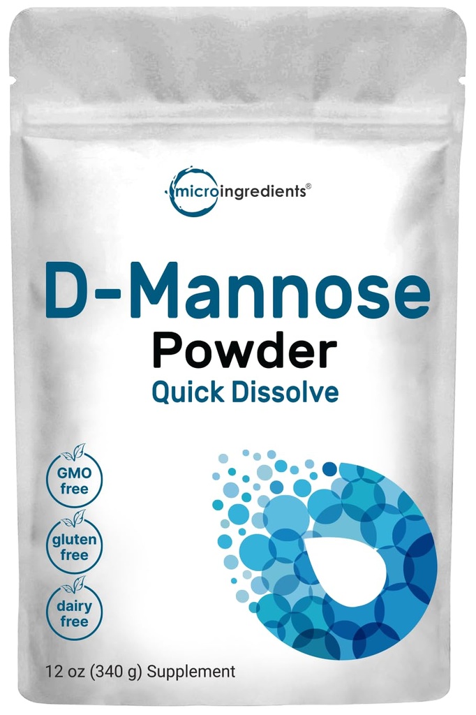 Micro Ingredients D Mannose, Pure Mannose תוסף, Quick Water Soluble, תמיכה Urinary Tract ניקויse & Bladder בריאות, Premium Mannose עבור נשים וגברים, ידידותי טבעוני.