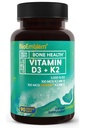 ויטמין D3 K2 קפסולות (5000IU ו 200mcg) - MK7 פטנט MK7 ו MK4 עבור תמיכה מורכבת 3in-1 - ויטמין D2 לשיניים, לב, מערכת החיסון - Non-GMO, 90 Caps