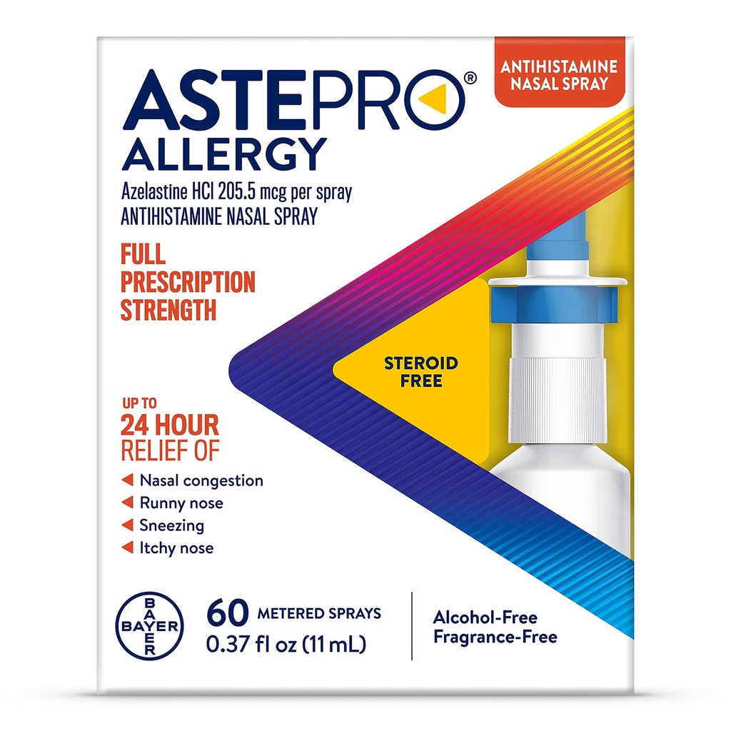 A Stepro Allergy Nasal Spray, 24Hour Allergy Relief, Steroid-Free Antihistamine, 60 Metered Sprays