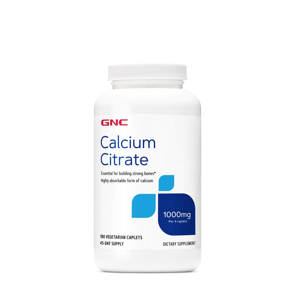 GNC Calcium Citrate 1000 מ"ג, חיוני לבניית עצמות חזקות, 180 קפסולות צמחוניות