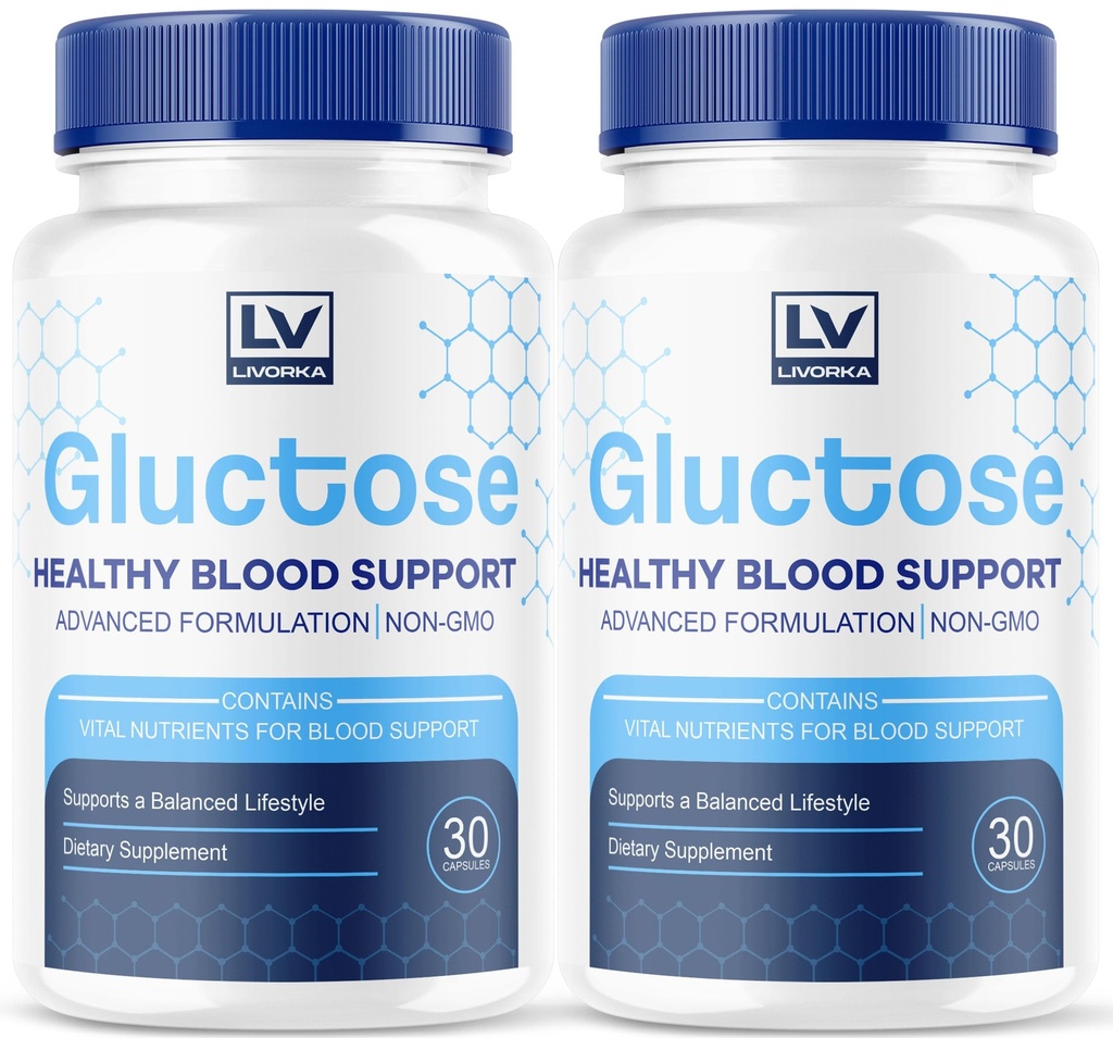 (2 Pack) Gluctose Advanced Blood Support, Gluctose, Gluctose - תוסף תמיכה דם מתקדם, קפסולות תוספת גלוקוז - All Natural Formula, 60 קפסולות למשך 2 חודשים