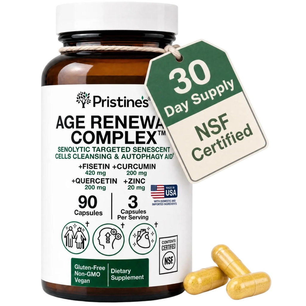 התחדשות גיל מורכב ו- Anti-Aging תוסף - התחדשות סלולרית Autophagy Aid Senolytic - Fisetin, Quercetin, Curcumin, Zinc - 90 קפסולות 30 יום אספקה - לב, עור, ו כלל תמיכה בריאות
