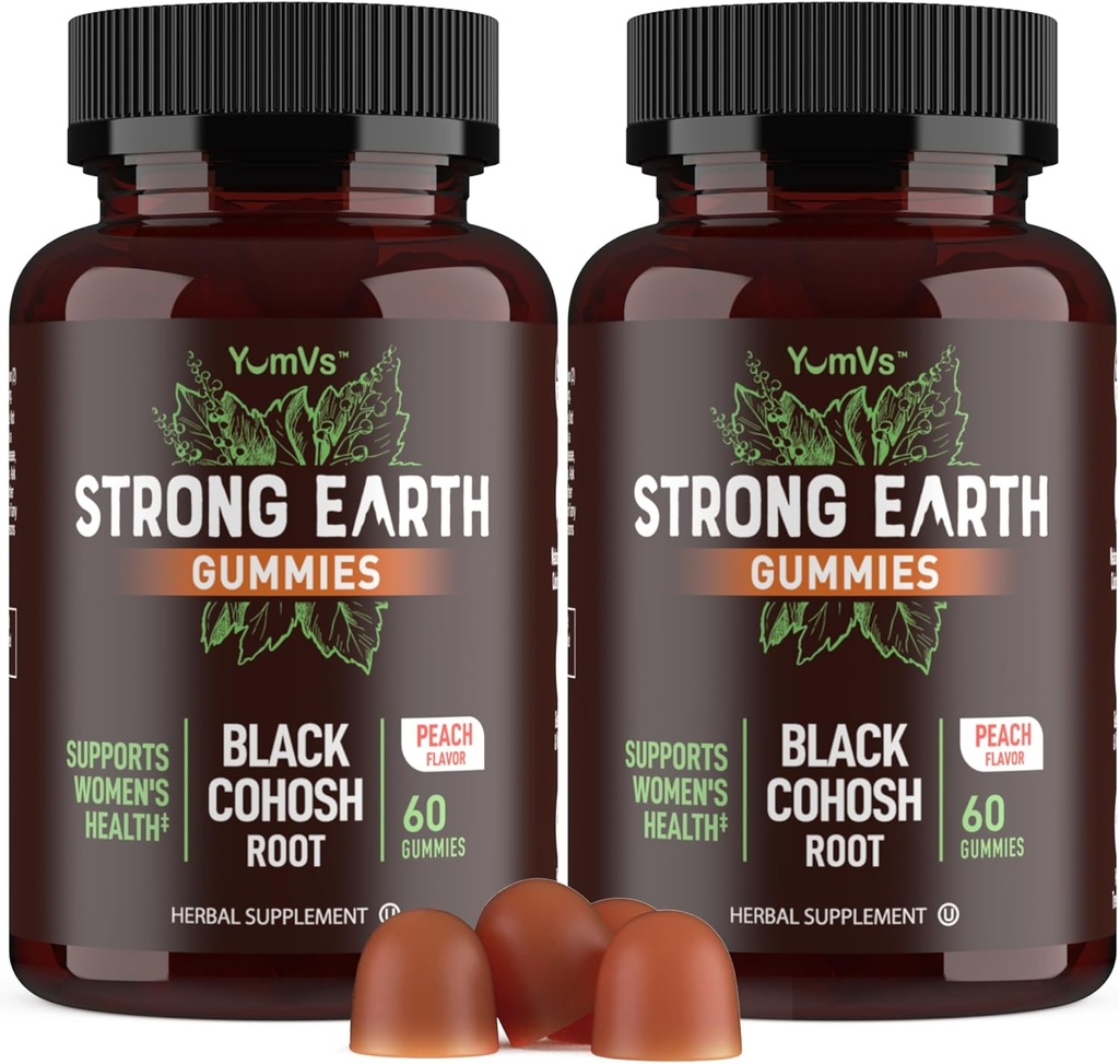 YUM-V'S Strong Earth Black Cohosh Root 50 מ"ג (60 ספירה) - תוספי מזון טבעיים של Menopause תוספי לילה הזיעה & פלאשים חמים לנשים