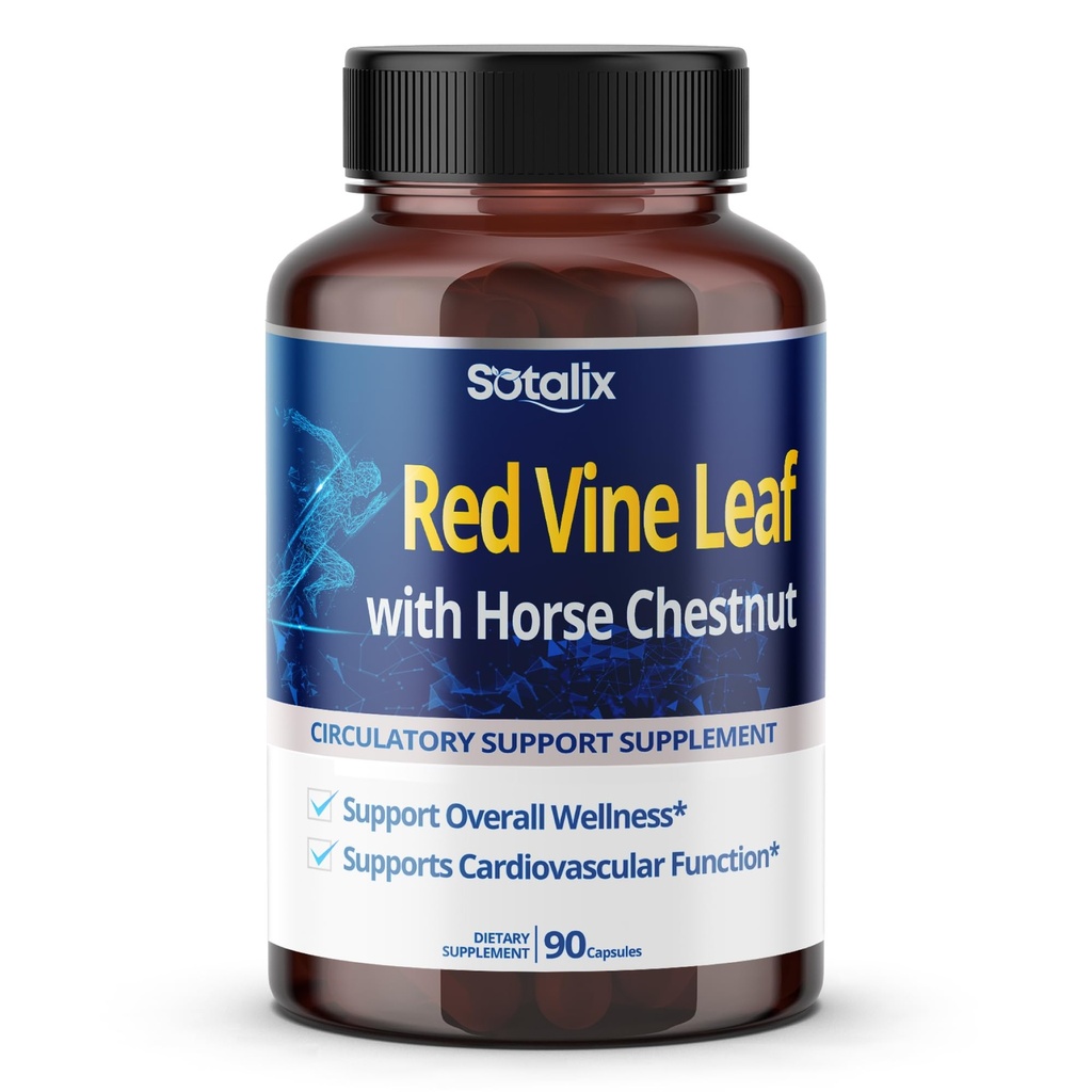 Red Vine Leaf and Horse Chestnut, 50% פלבונואידים לתמיכה ב-Wiin, Skin, Heart Wellness - Made in the USA