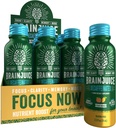 BrainJuice Decaf Brain Support Shot, Gluten Free Supplement Shots for Energy & Focus, משקאות בריאים עם Alpha GPC, ויטמין B & Decaffeinated Green Tea Leaf, Peach מנגו, 2.5 oz, 12 Pack