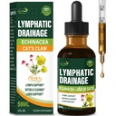 Cleavers Lymphatic Drainage Drops Enhance Lymph System Detox ניקוי, Echinacea, Milk Thistle, Cats Claw, Turmeric, Dandelion, Burdock Immune תוסף.