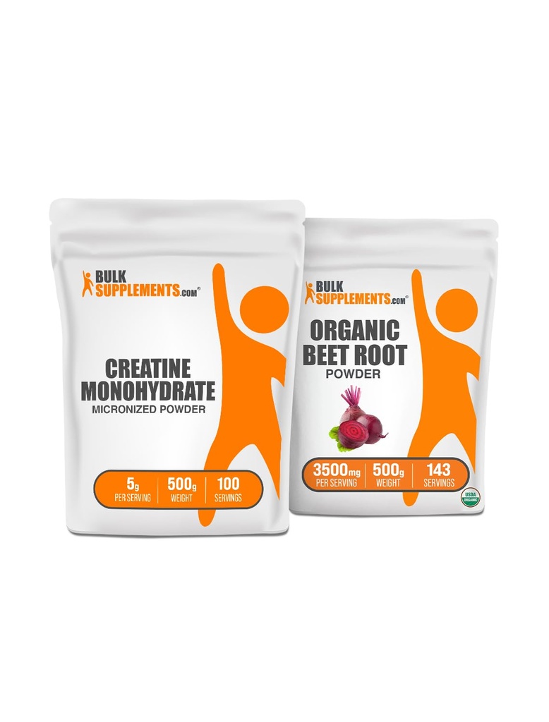 BulkSupplements Creatine + אורגני אבקת שורש 500g Bundle