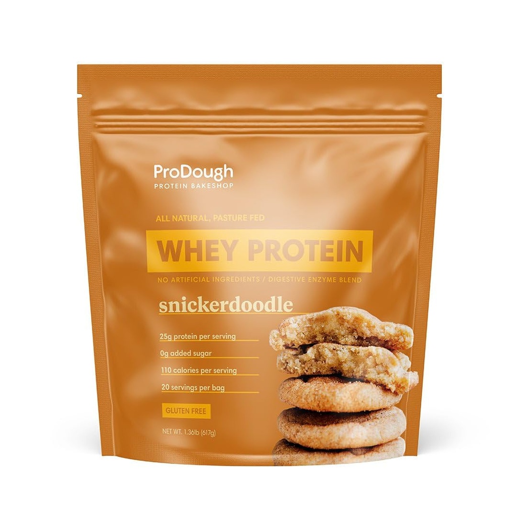 ProDough Gourmet Whey Isolate אבקת חלבון hydrolized עבור Shake Mix - Easy Digest Enzyme בלנדר, 25g חלבון לשרת, תרכובות טבעיות, Gluten Free, Keto Friendly (Snickerdoodle)