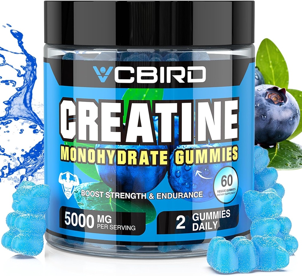Creatine Monohydrate 5g Per משרת, No Sugar Creatine תוספי תמיכה כוח, ביצועים, אנרגיה, התאוששות, גלוקוז-Free Creatine עבור נשים וגברים (60 מסטיקים)