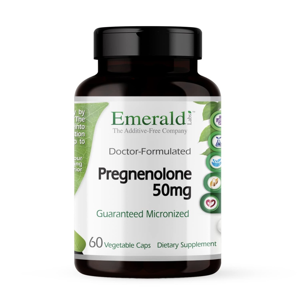 EMERALD LABS Pregnenolone 50 מ"ג - Premium Wellness תוסף כדי לעזור לבריאות המוח, תמיכה החיסון וההורמונליזון - Gluten-Free - 60 קפסולות ירקות (30 יום אספקה)