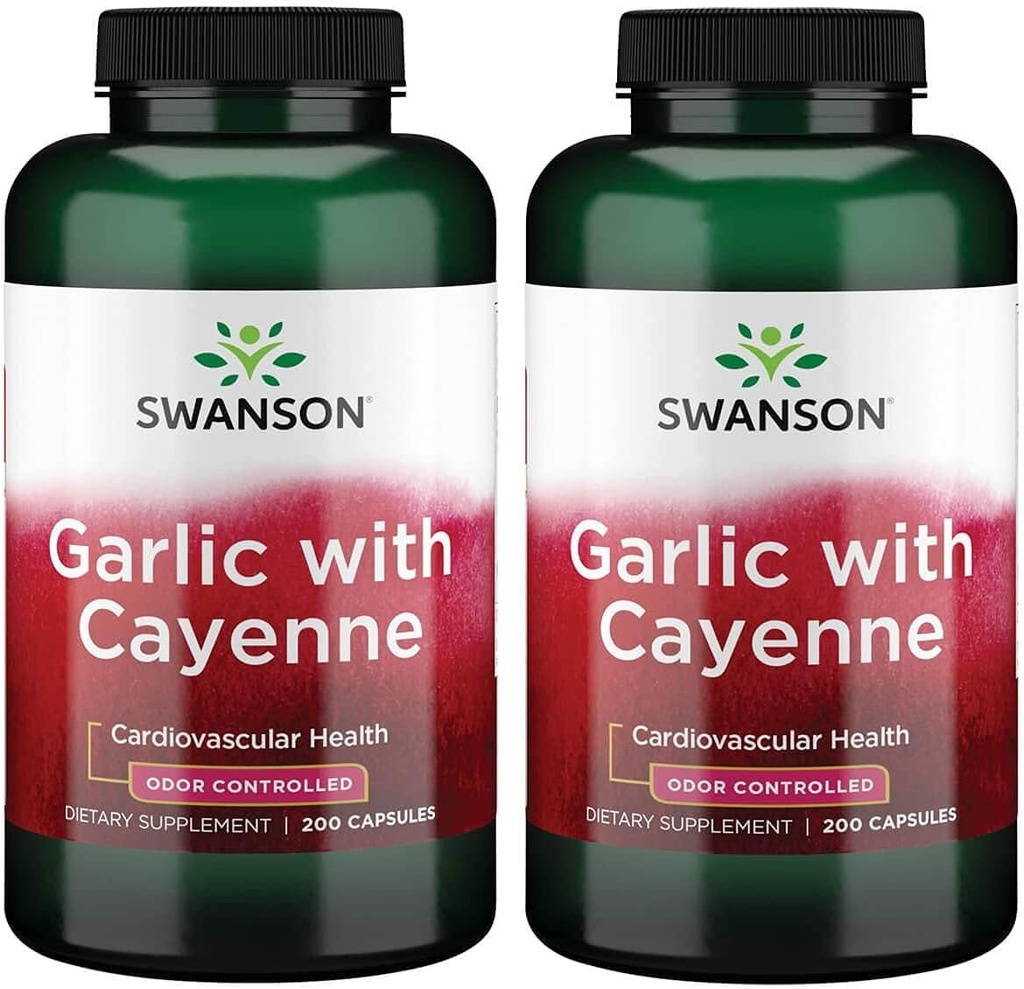 Swanson Garlic עם קייאן 200 קפסולות (2 Pack)