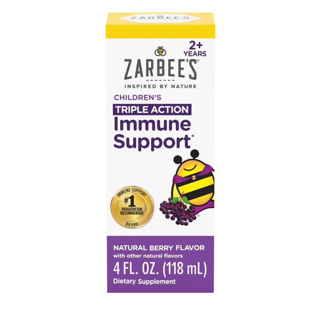 סרבי'ס Elderberry Srup לילדים, Daily Immune Support with ויטמין C & Zinc, Childrens Liquid Supplement, Natural ברי פלאמור, 4 fl oz