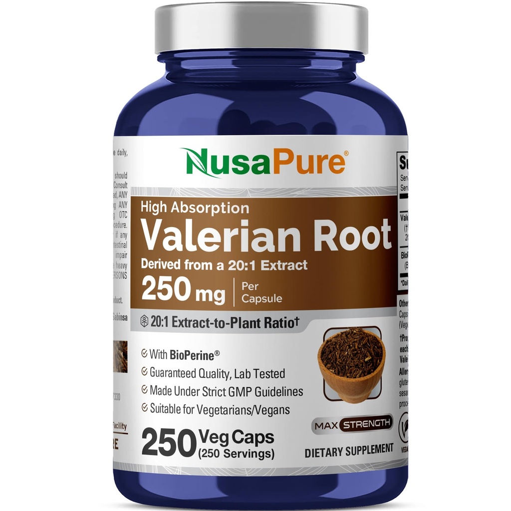 NusaPure Valan Root 20:1 לחלץ, 250 מ"ג שווה 5000mg Per Veggie Caps, 250 הרוזן, טבעוני, non-GMO, Bioperine