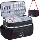 BAGSFY Travel Medicine Bag מארגנת, Medical Bag Empty, Pill Bottle מארגנת עבור הבית, אחסון תרופות גדול, נסיעות ביצוע מקרה עזרה ראשונה Kit Bags ריק, כרטיס חירום.