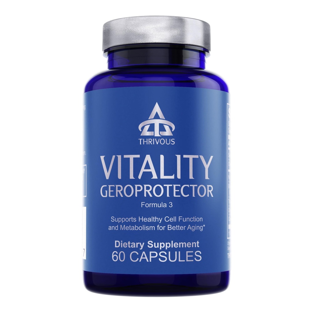 Thrivous Vitality Geroprotector - Metabolic & cell Support Supplement with Berberine, Nicotinamide Riboside, Mirtoselect Blueberry, Resveratrol & CoQ10 - 60 קפסולות טבעוניות