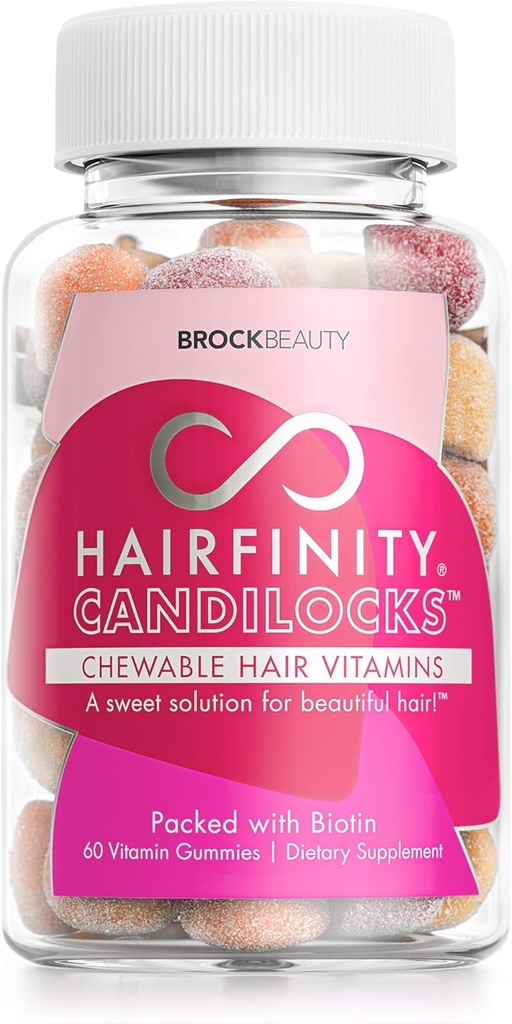 Hairfinity Candilocks Chewable Hair ויטמיניםs - חניכיים נוסחת מדעית עם biotin, Inositol ו Choline for Longer, חזק יותר צמיחת שיער (60 חניכיים צמחוניות)