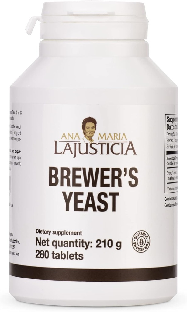 אנה מריה Lajusticia- BREWER'S Yeast - מקור ויטמינים, בריאות הלב ותזונה בריאה - 70 ימים טיפול Pack. Sugar Free & Friendly