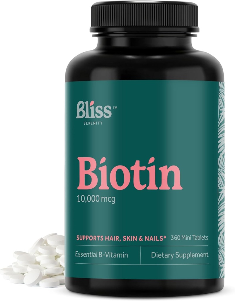 ביוטין 10000mcg - Max Power Biotin תוסף - שיער עור וניק ויטמינים לנשים וגברים, גידול שיער ויטמין & אנרגיה ייצור, כשר, non-GMO, 360 מיני טבליות